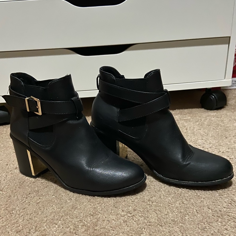 Black + Gold Ankle Boots